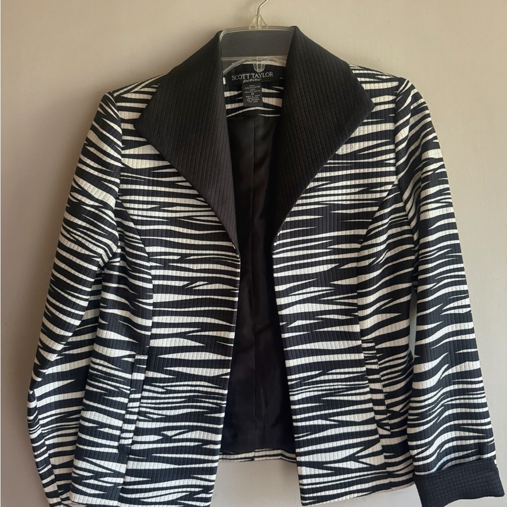 Black and White Striped Blazer
